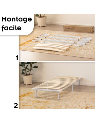 NAMARA Sommier à lattes robuste avec pieds en acier - Montage facile -