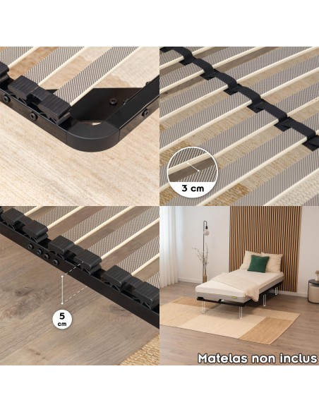 ORTHO Sommier à lattes en acier avec bande stabilisatrice
