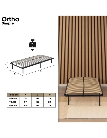 ORTHO Sommier acier lattes bande stabilisatrice