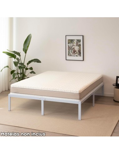 SAPPHO Cadre de lit en acier avec espace de rangement - Montage facile -