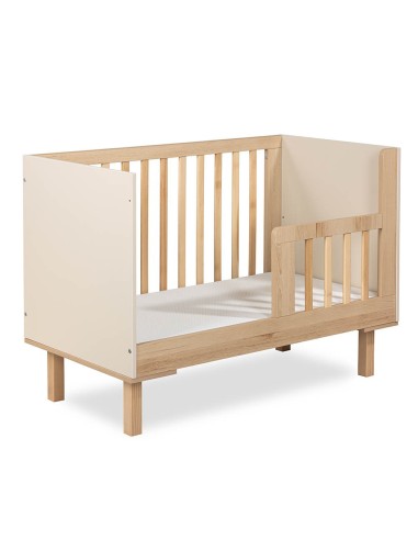 LAURA Lit bébé évolutif à barreaux avec barrière de sécurité 120x60 Champagne