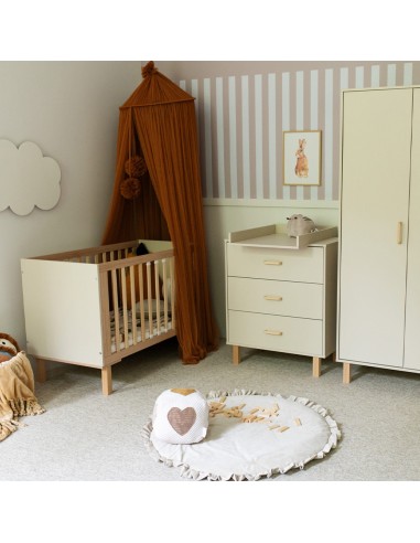 LAURA Lit bébé évolutif à barreaux avec barrière de sécurité 120x60 Champagne