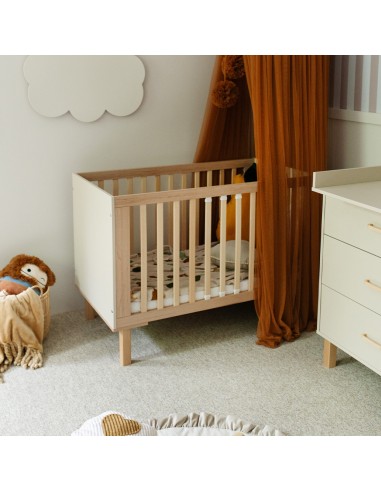 LAURA Lit bébé évolutif à barreaux avec barrière de sécurité 120x60 Champagne