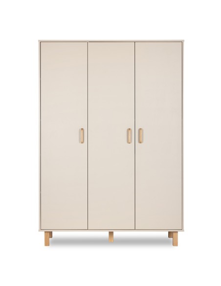 LAURA Armoire penderie 3 portes avec étagères et 3 tiroirs 195x137