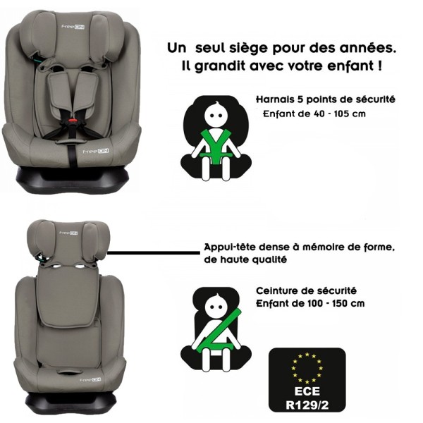 POLLO Siège auto enfant évolutif 40-150 cm i-Size naissance jusqu'à 12 ans