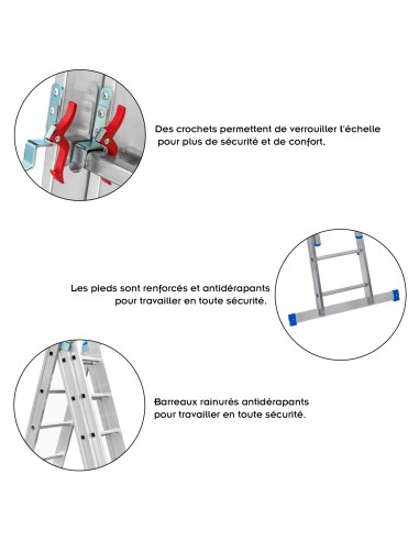 PETRA Echelle professionnelle transformable en aluminium 3 plans