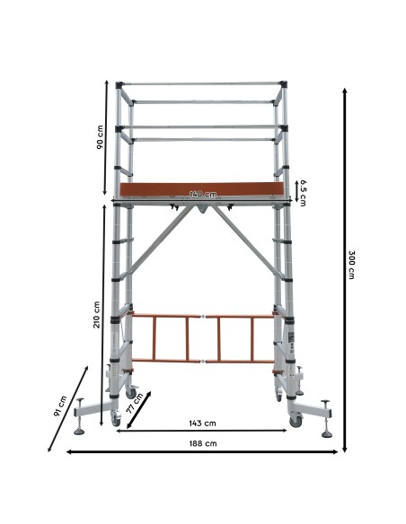 ELEVATE Echafaudage en aluminium hauteur de travail 3 m