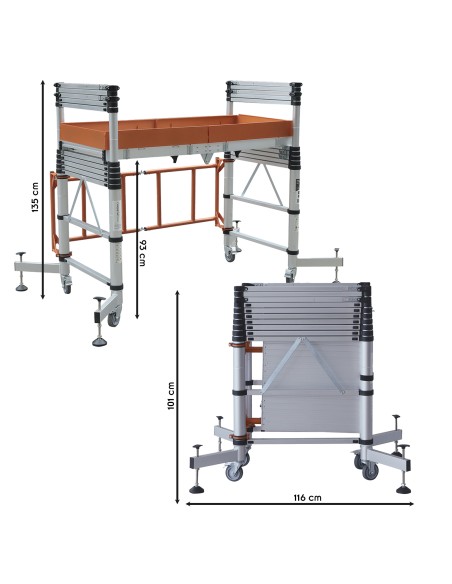 ELEVATE Echafaudage en aluminium hauteur de travail 3 m