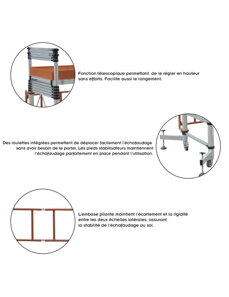 ELEVATE Echafaudage en aluminium hauteur de travail 3 m