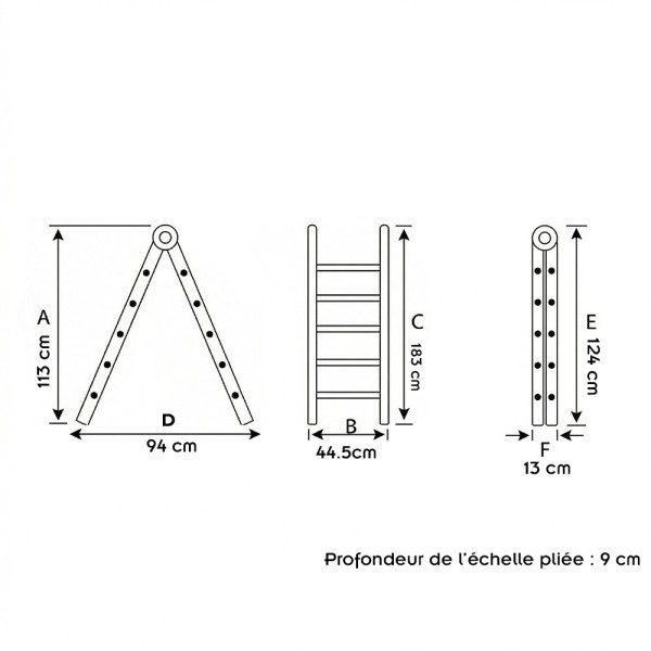 Échelle double pliante aluminium CLIMB – 3, 4 ou 5 marches