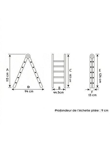 Échelle double pliante aluminium CLIMB – 3, 4 ou 5 marches