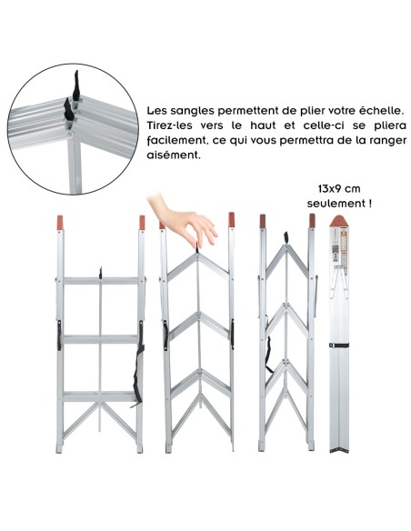 Échelle double pliante aluminium CLIMB – 3, 4 ou 5 marches