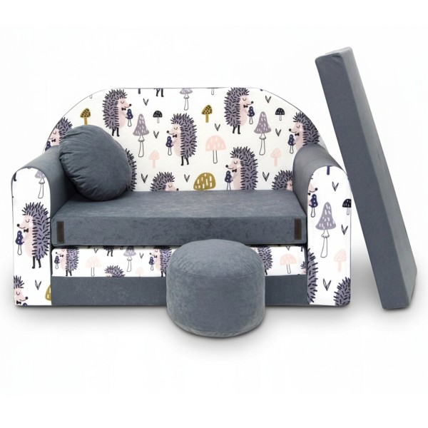 Canapé en mousse enfant convertible lit avec coussin et pouf  OEKO-TEX