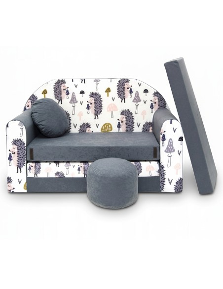 Canapé en mousse enfant convertible lit avec coussin et pouf  OEKO-TEX