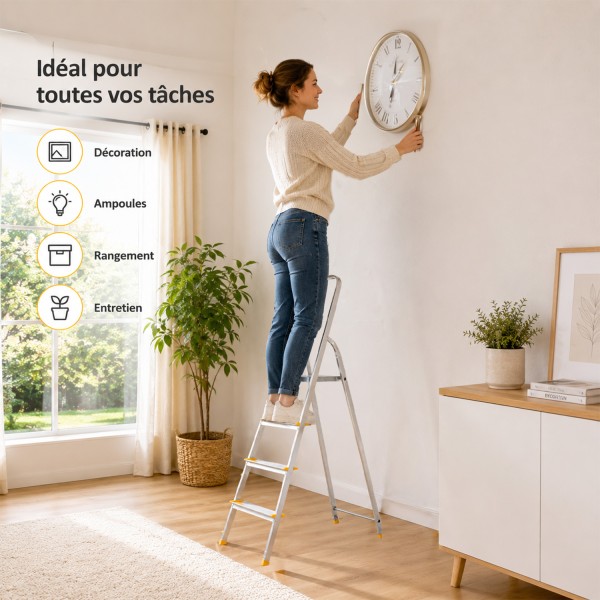 escabeau 4 marches marchepied pliable