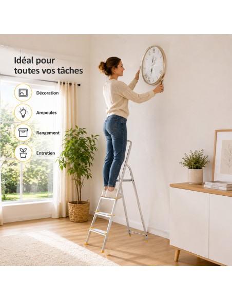 escabeau 4 marches marchepied pliable