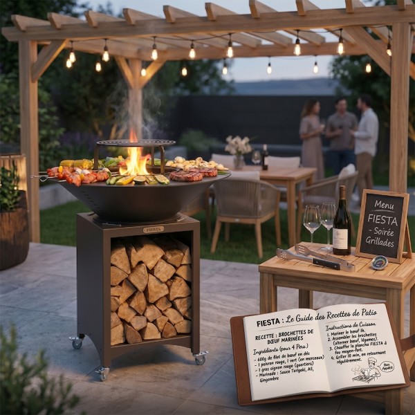 FIESTA Brasero haut de qualité barbecue plancha en acier épais