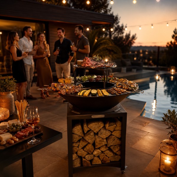 FIESTA Brasero haut de qualité barbecue plancha en acier épais