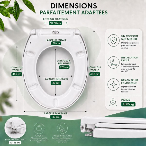 DUN Abattant WC en duroplast hygiénique déclipsable fermeture silencieuse
