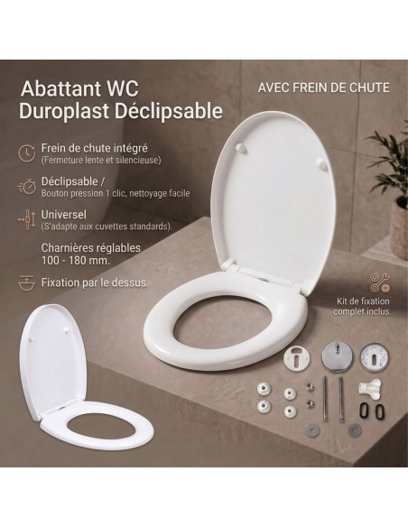 DUN Abattant WC en duroplast hygiénique déclipsable fermeture silencieuse