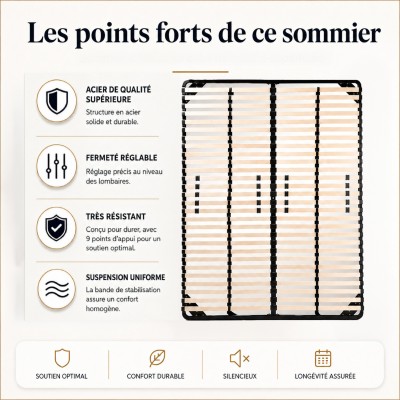 Sommier à lattes résistant avec fermeté réglable pour votre dos 2