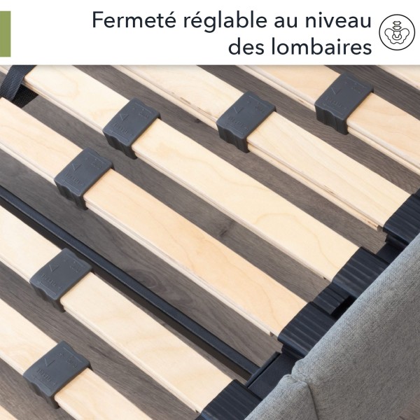 Sommier à lattes résistant avec fermeté réglable pour votre dos