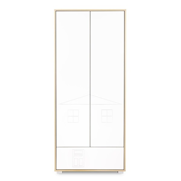 IDA Armoire penderie 2 portes avec étagères et 1 tiroir