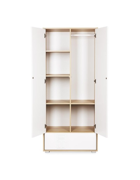 IDA Armoire penderie 2 portes avec étagères et 1 tiroir