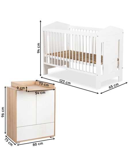 IDA Ensemble bébé commode + plan et lit