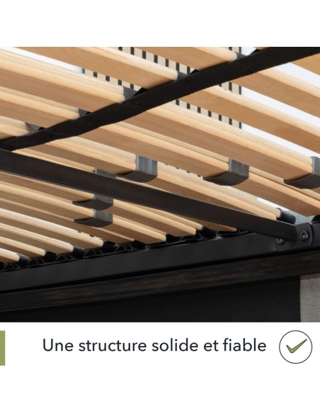 Sommier à lattes résistant avec fermeté réglable dos pieds inclus