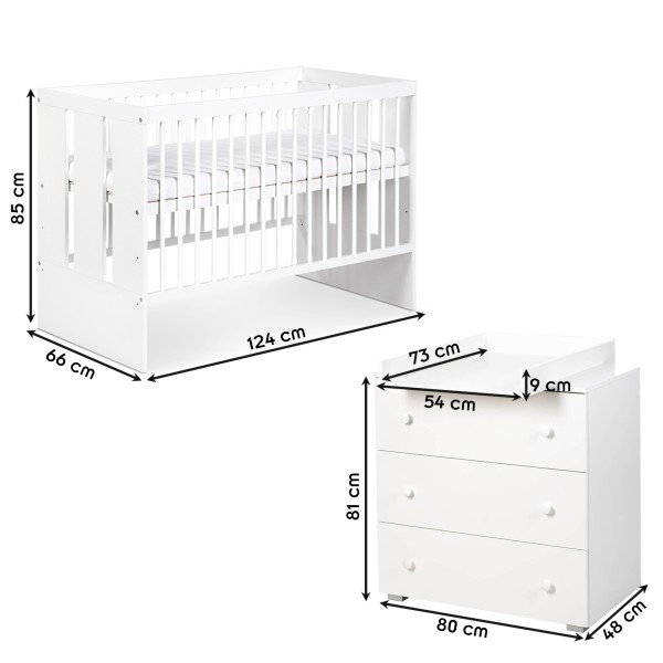 PAOLA Ensemble bébé lit et commode