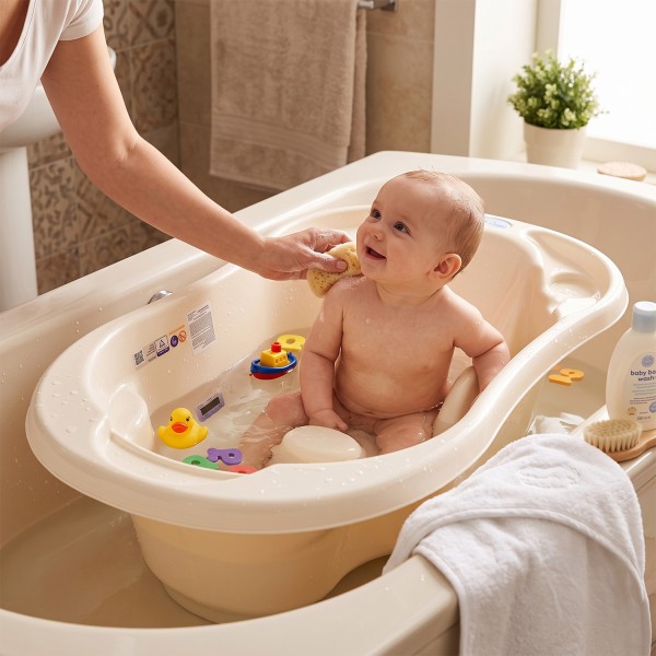 Baignoire bébé avec réducteur et thermomètre intégré