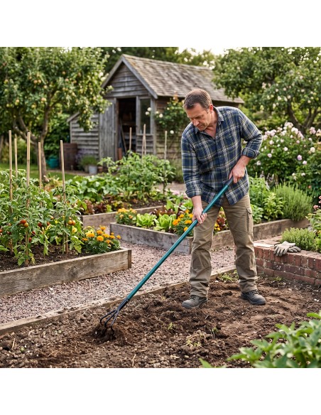 GARDEN Outils de jardinage - Cultivateur griffe piocheuse 3 dents avec manche long