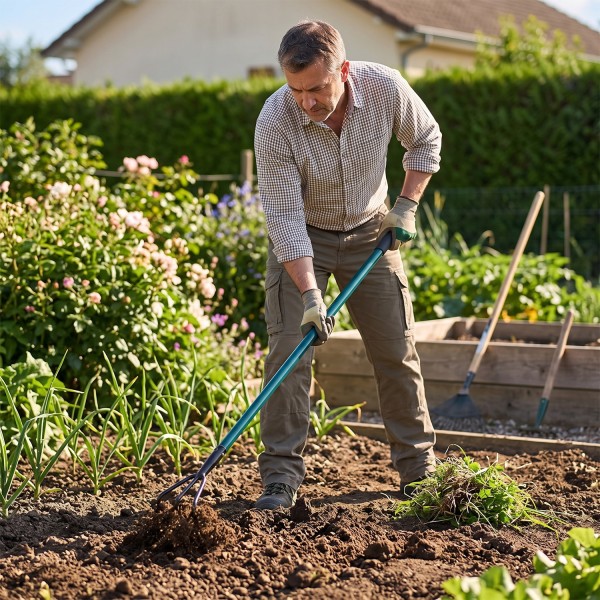 GARDEN Outils de jardinage - Cultivateur griffe piocheuse 3 dents avec manche long