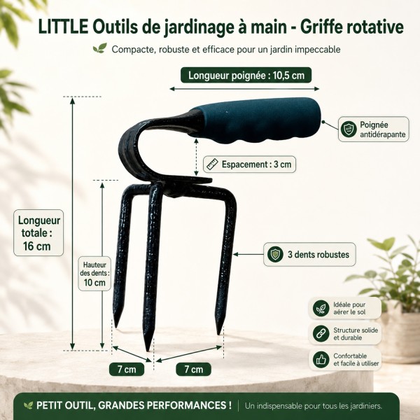 LITTLE Outils de jardinage à main - Griffe rotative