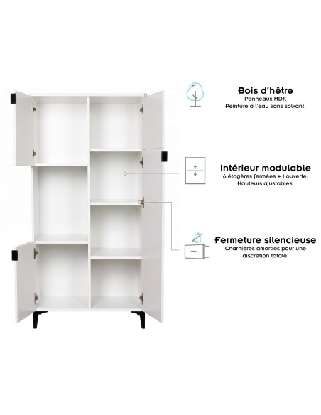 MIA Armoire 3 portes avec étagères et 1 niche