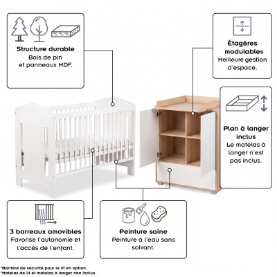IDA Ensemble bébé armoire, commode et lit 2