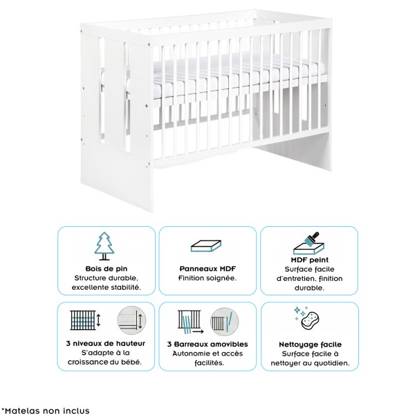 PAOLA Ensemble bébé lit et commode