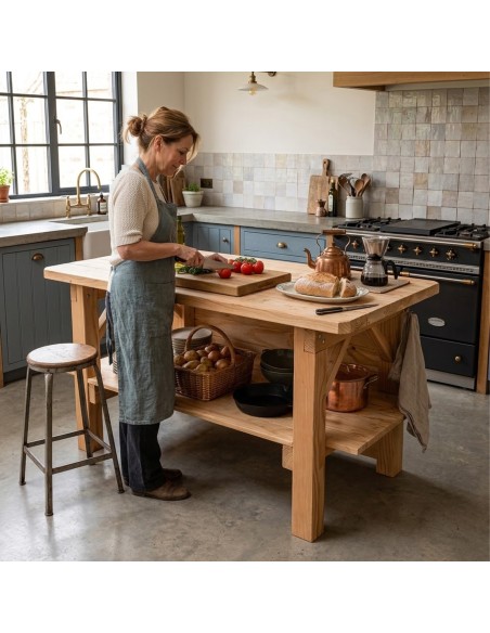 Îlot central de cuisine en Douglas massif 150 cm – livré monté