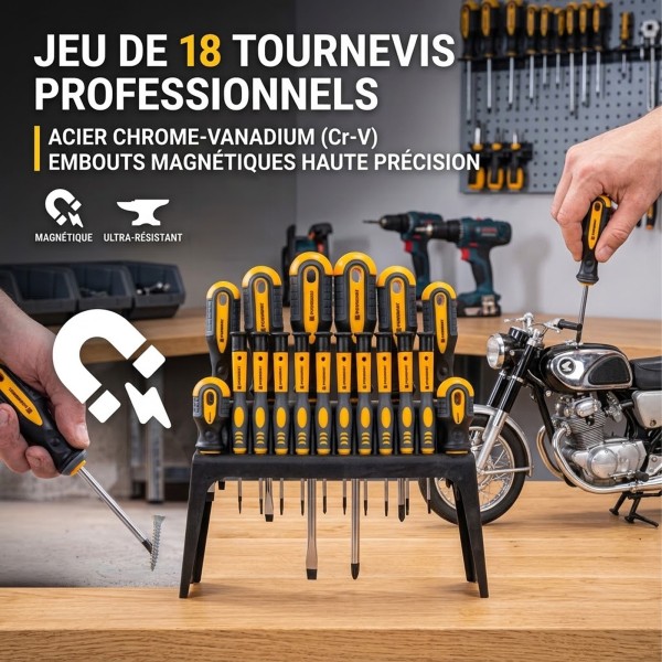 Jeu de 18 tournevis