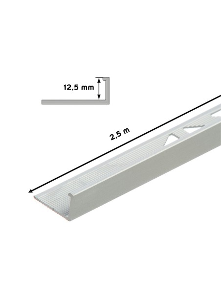 Profilé de finition d'angle pour carrelage  aluminium anode 12,5 mm longueur 2,5 m