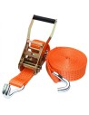 Sangle d'arrimage orange à cliquet avec crochets doubles 50 mm