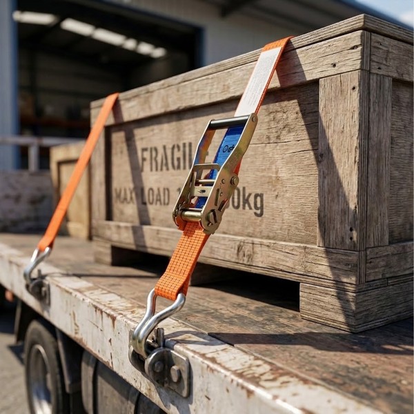 Arrimage de cargaison lourde avec sangle à cliquet orange 50 mm