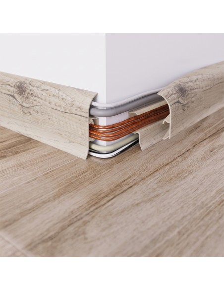 Plinthes goulotte passe-câble PVC 59 mm - 1,10 m avec raccords inclus