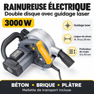 Rainureuse électrique à béton 3000W double disque avec sa mallette de transport. 2