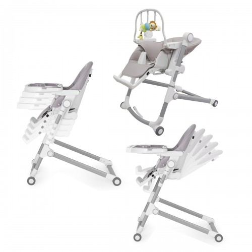 HUGO Chaise haute inclinable et pliable avec roulettes et arche de jeu 2