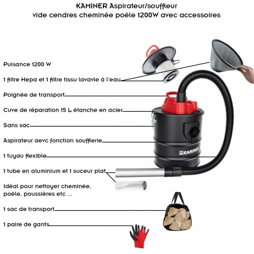 Aspirateur vide cendres avec accessoires 2